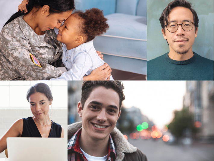 A vibrant collage showcasing diverse families and individuals, celebrating unity and togetherness in various settings.